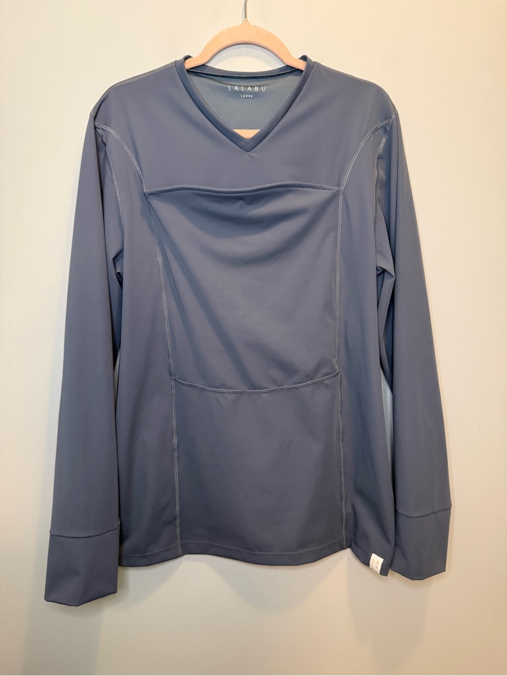 Lalabu Long Sleeve Dad Shirt Baby Pouch Top Blue Size Large